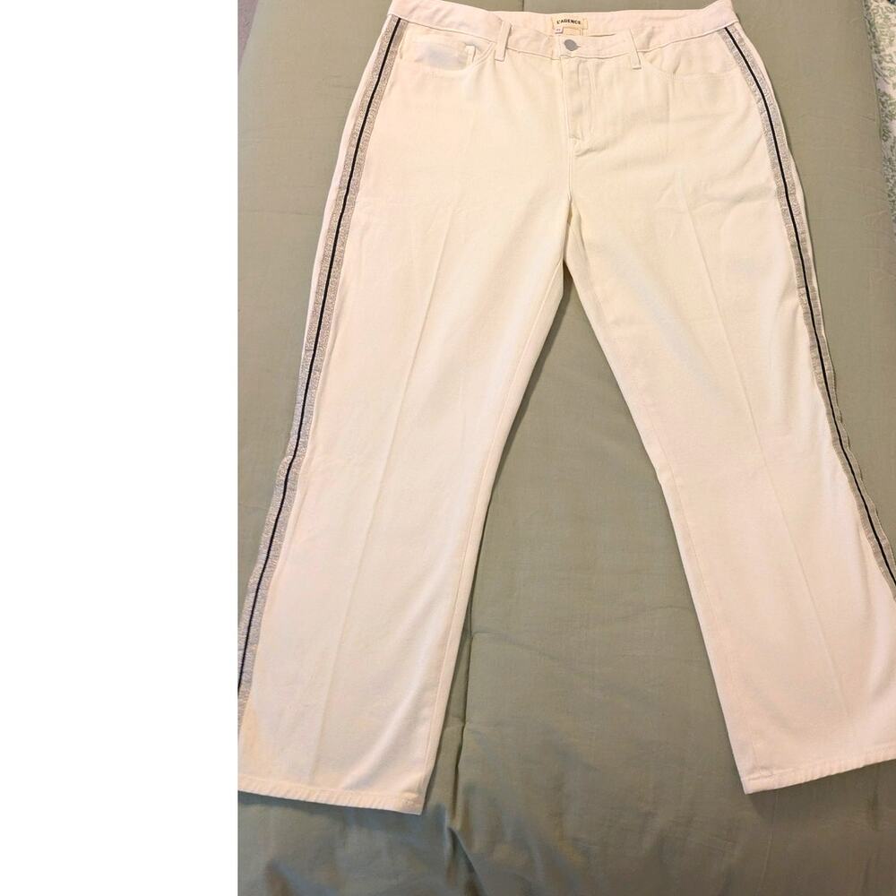 L'Agence Cream "Nadia" High Rise Cropped Straight Jean